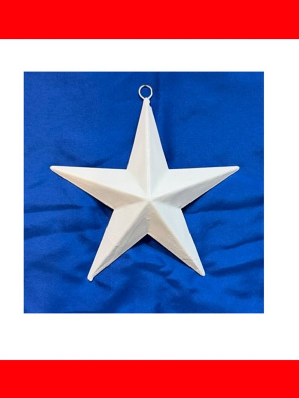 One (1) White Painted Tin Star with Hanging Loop 6 3/4" by 6 3/4" One (1)16006B